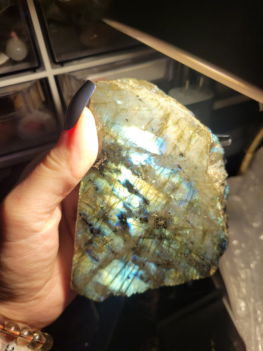 Labradorite Slab half polished