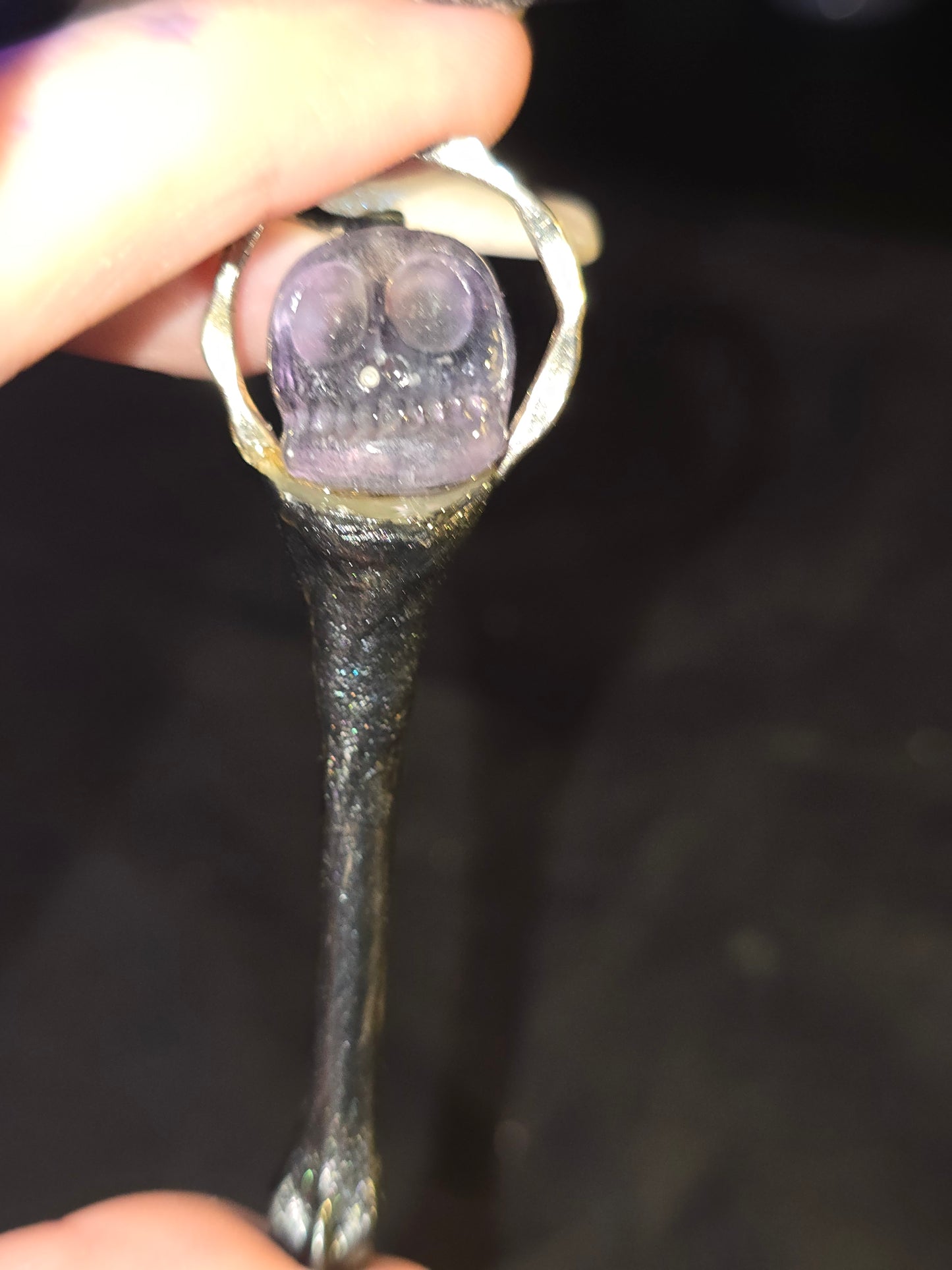 Coyote Bone & Fluorite Skull Pendant | Handmade Oddity Jewelry