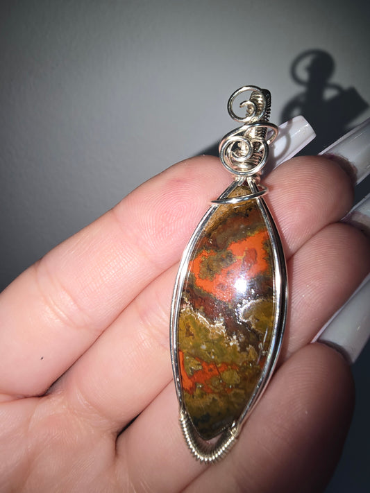 Mountain Atlas Agate Wrapped Pendant