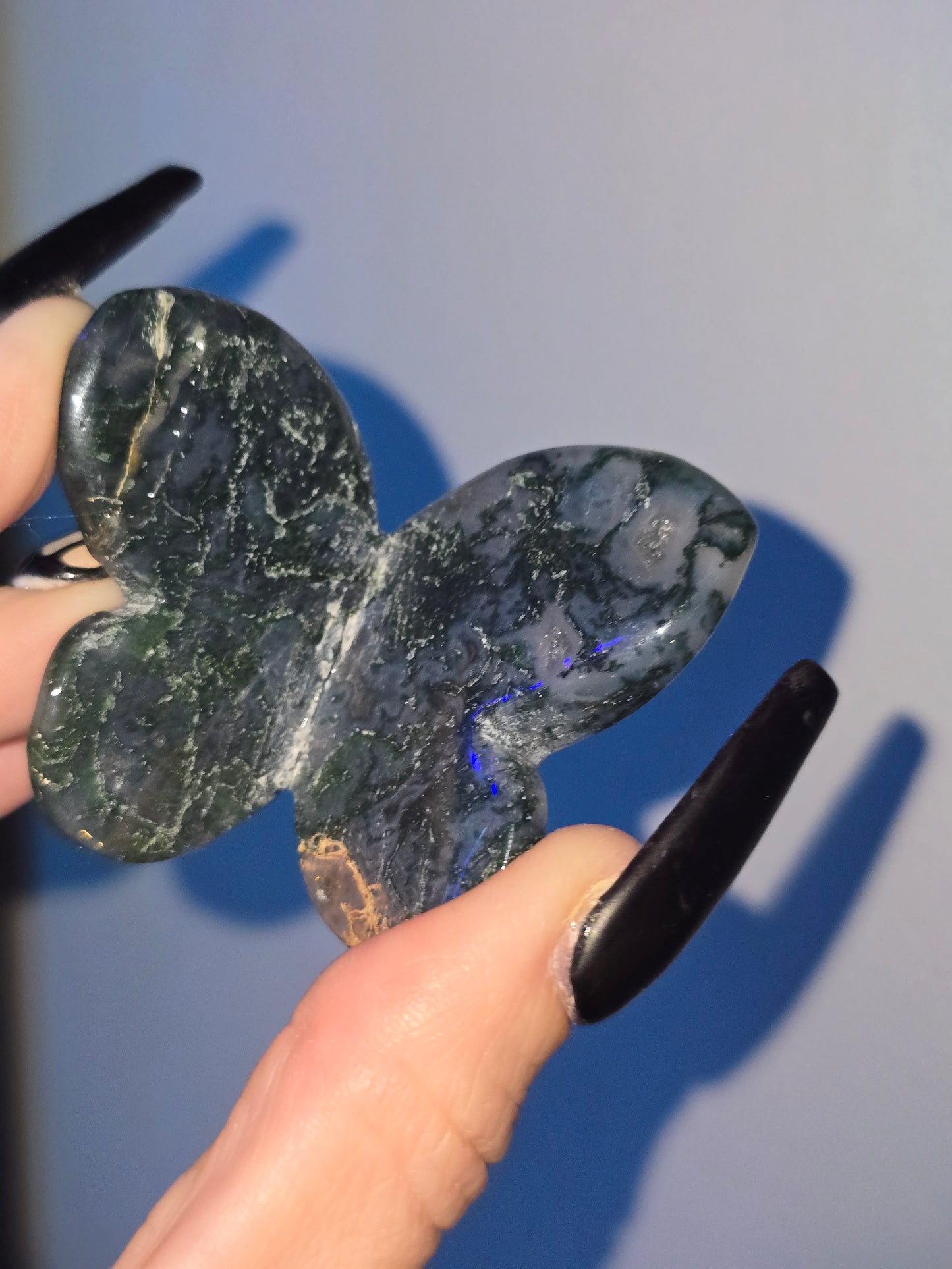 Moss Agate Butterfly Magnet | Crystal Butterfly Home Décor