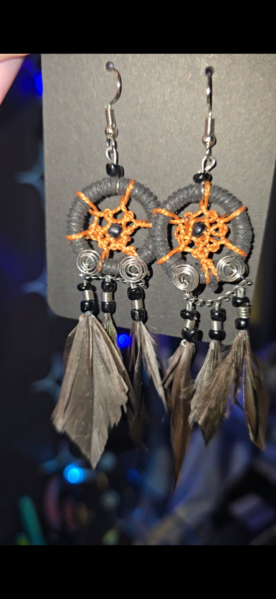 Black Dream Catcher Earrings | Boho Statement Earrings