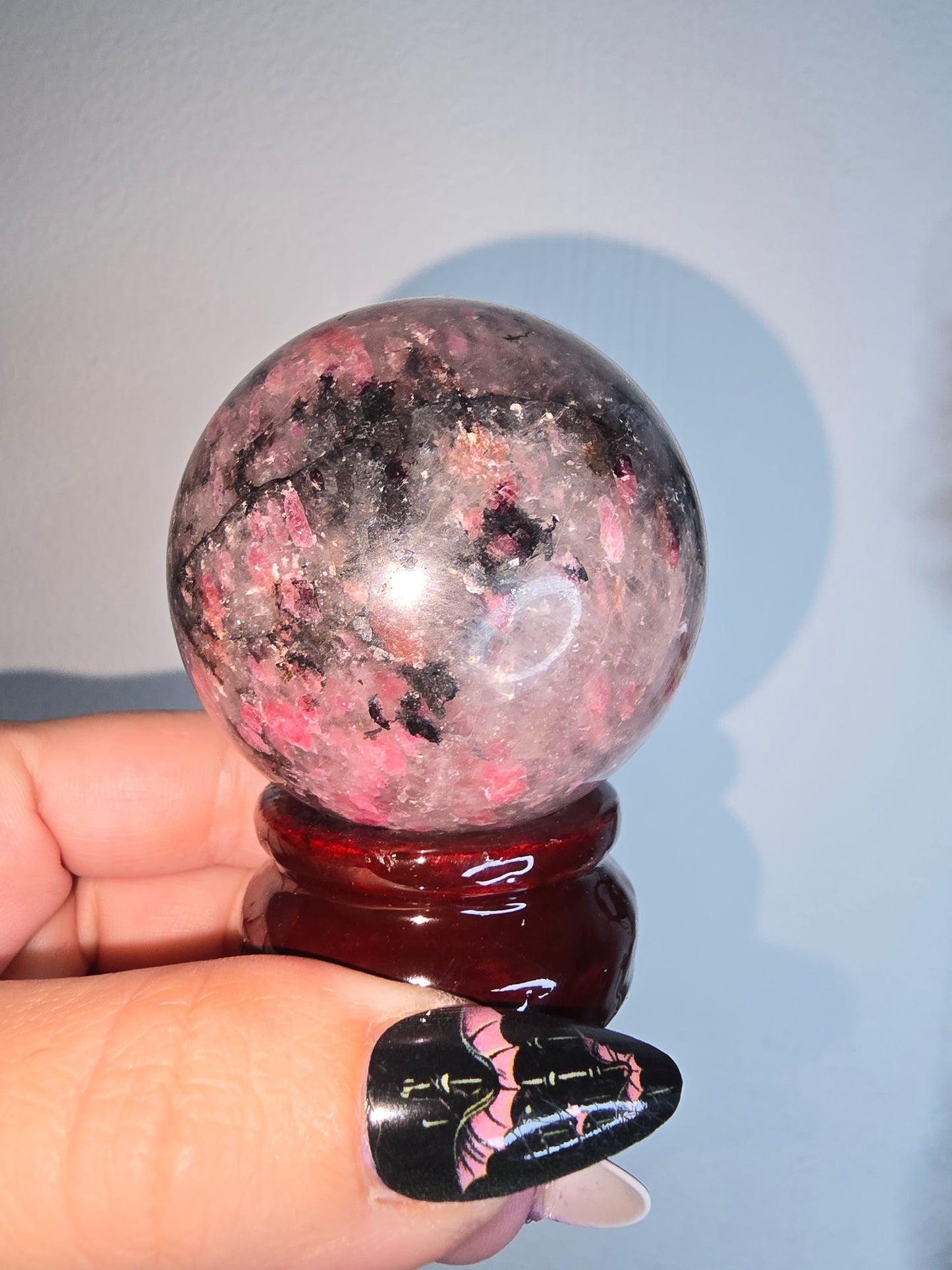 Icy Rhodonite Sphere