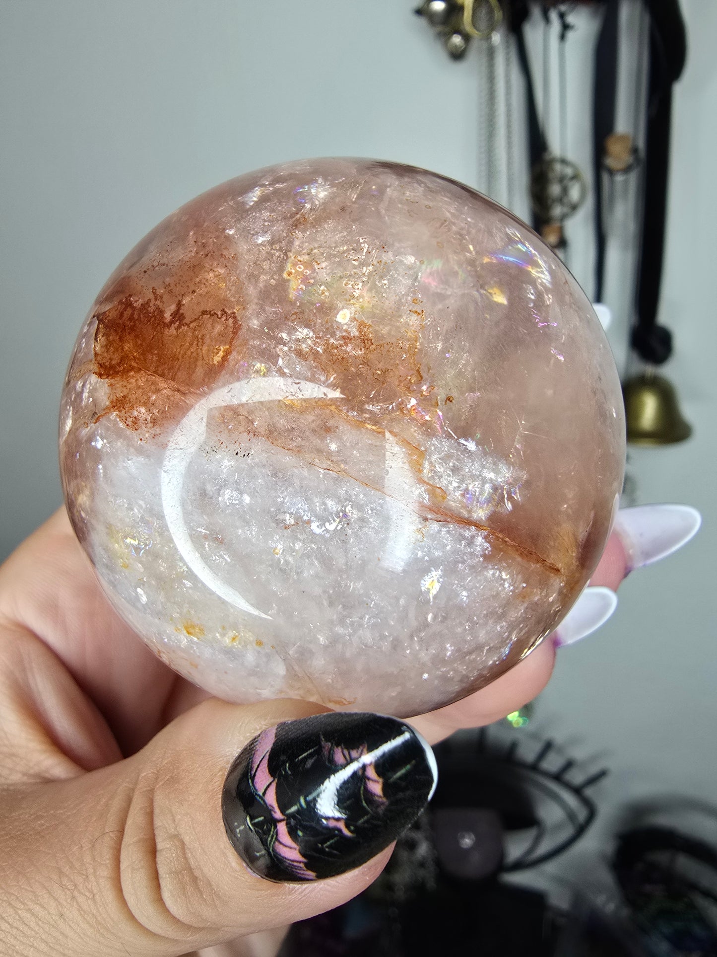 Double Star Fire Quartz Sphere
