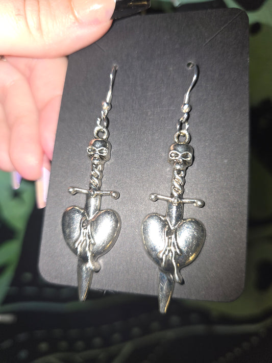 Sword Bleeding Heart Earrings