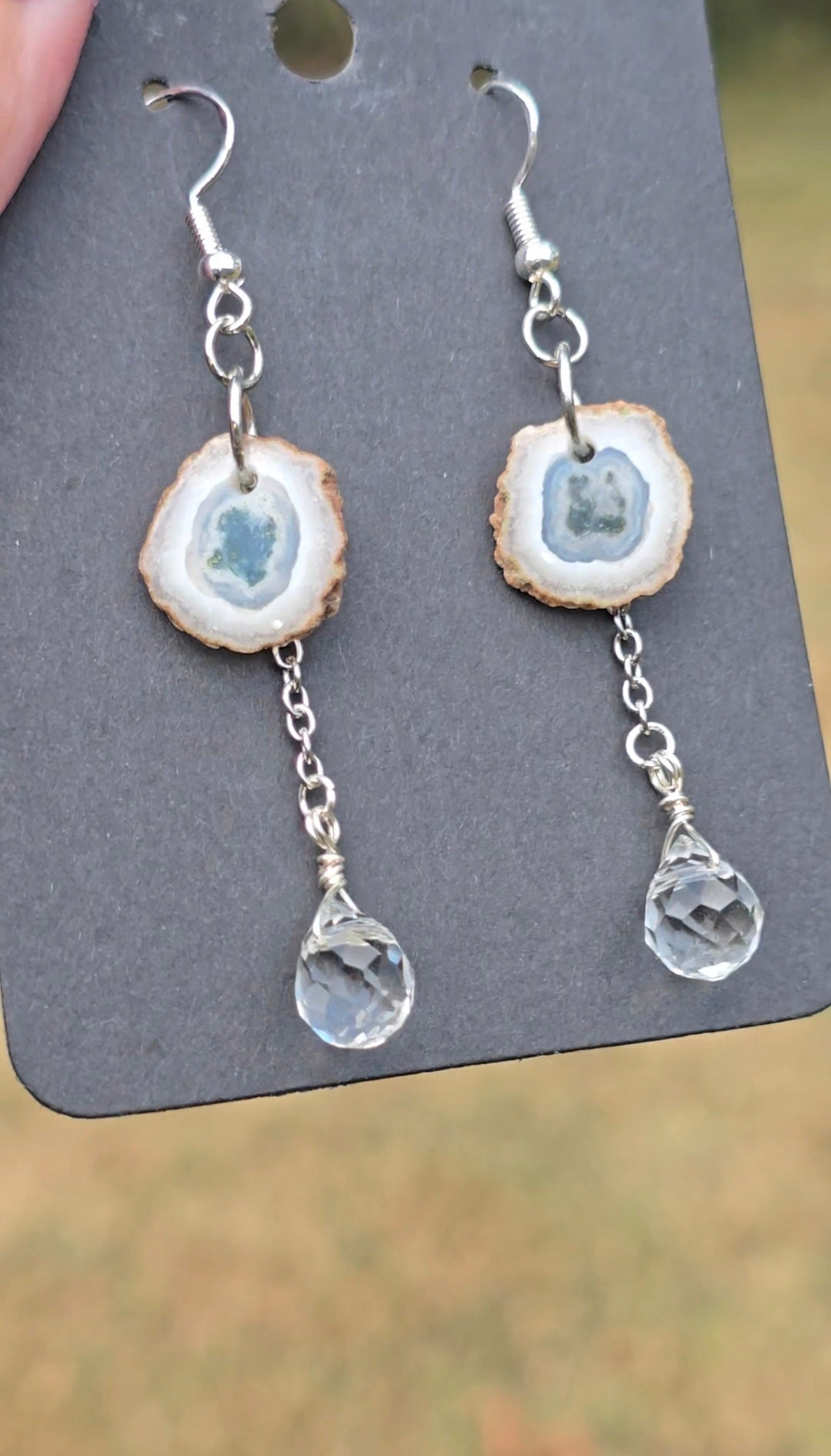 Solar Moss Agate Stalactite Earrings | Growth & Grounding