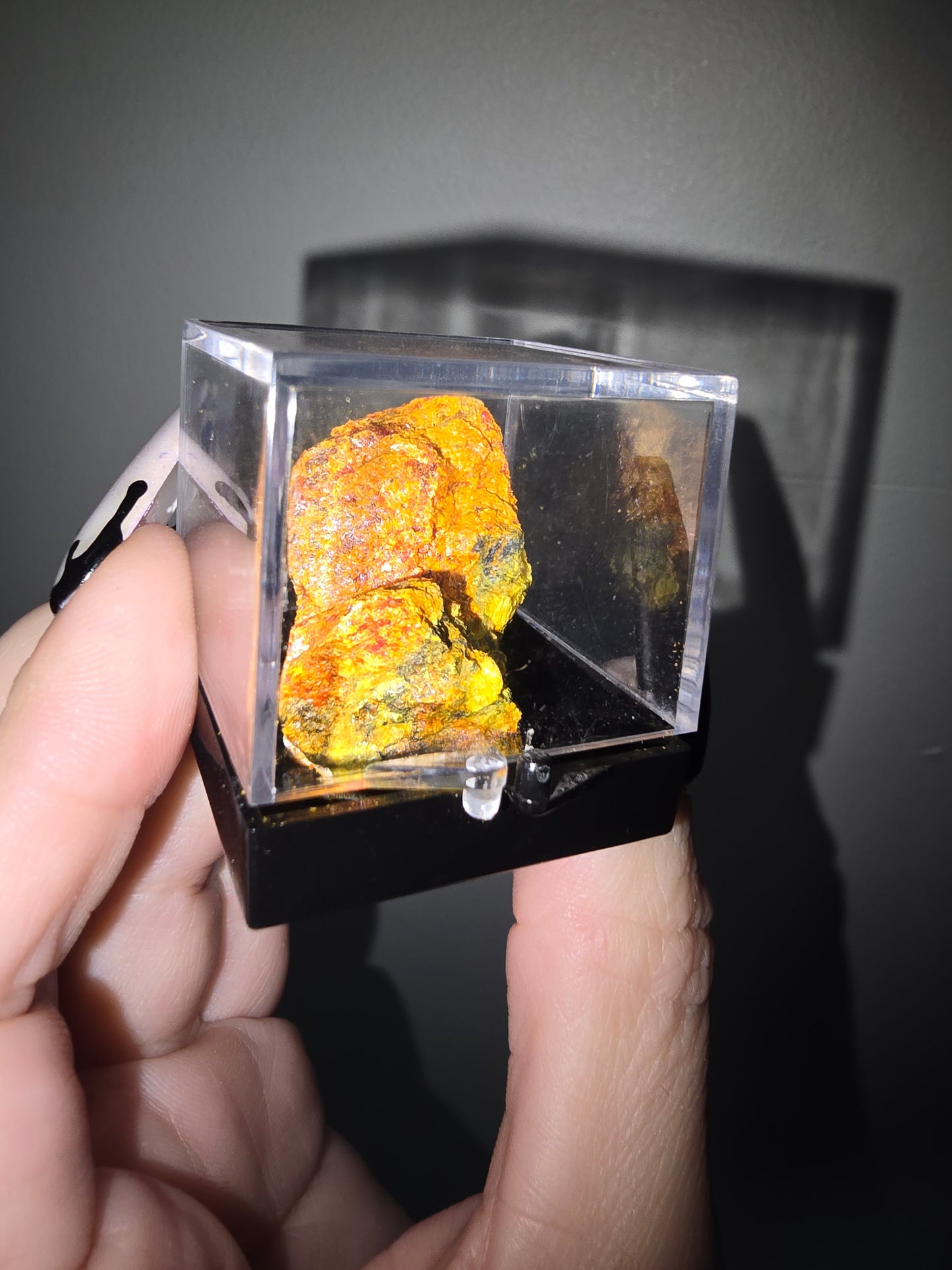 Realgar Specimen in Display Case | Rare Collector Mineral