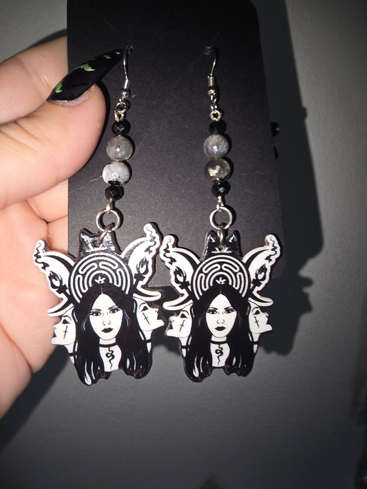 Hecate Moonstone Earrings