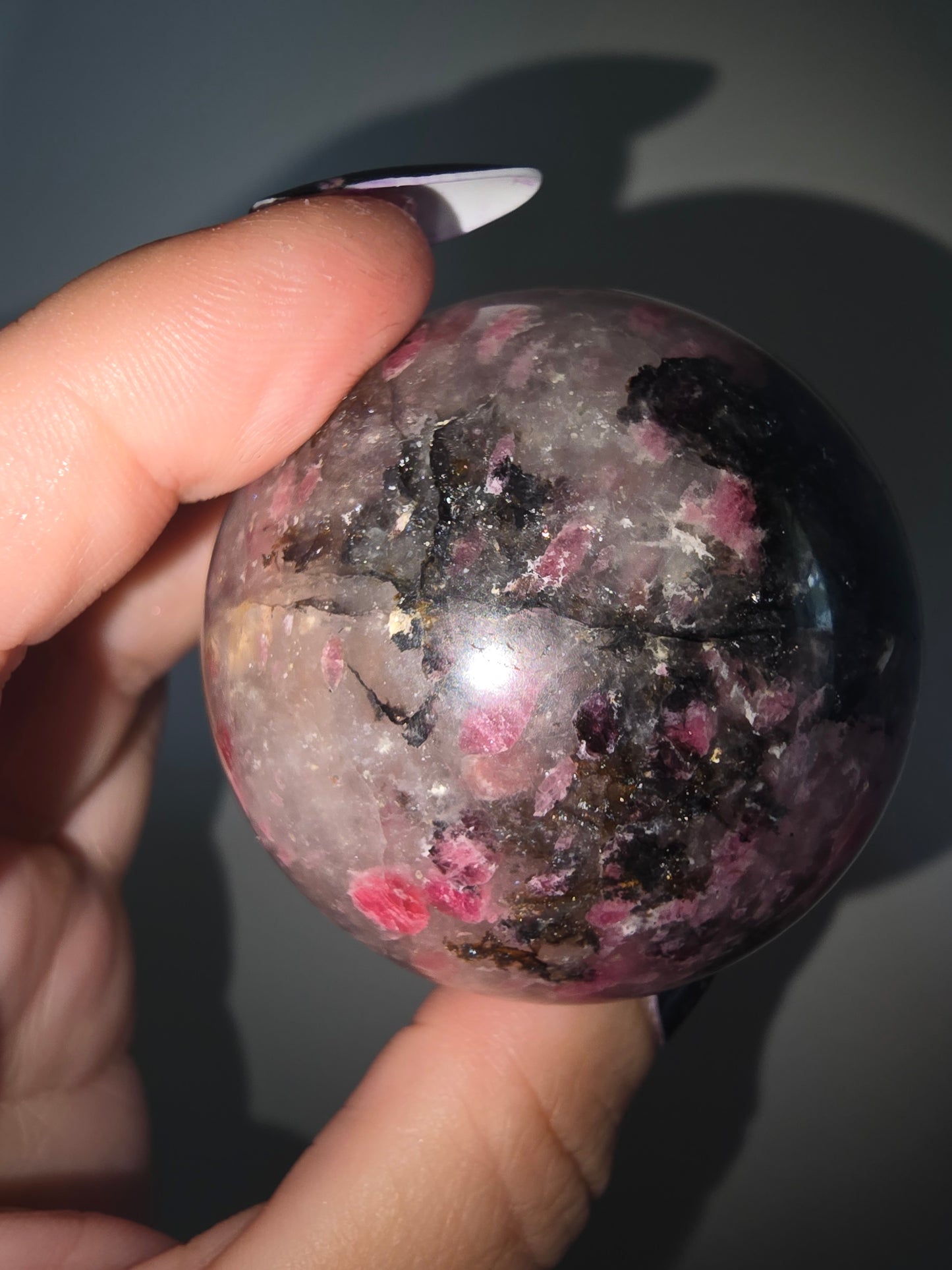 Icy Rhodonite Sphere