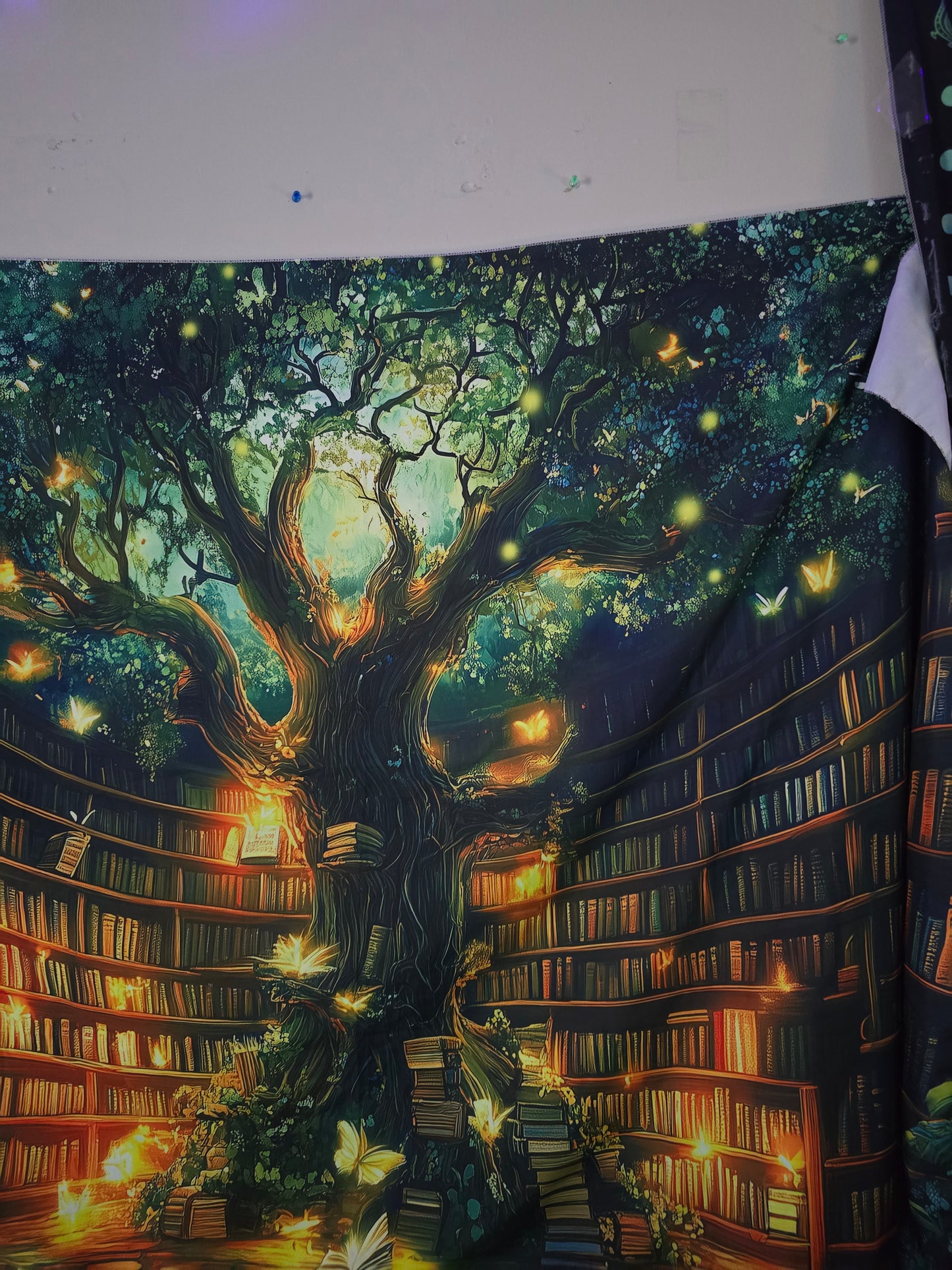 Enchanted Tree of Knowledge Tapestry | Fantasy Library Wall Hanging