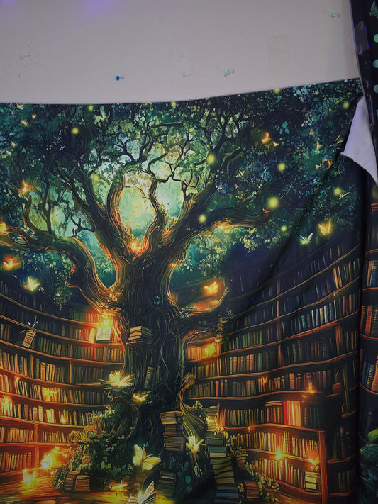 Enchanted Tree of Knowledge Tapestry | Fantasy Library Wall Hanging