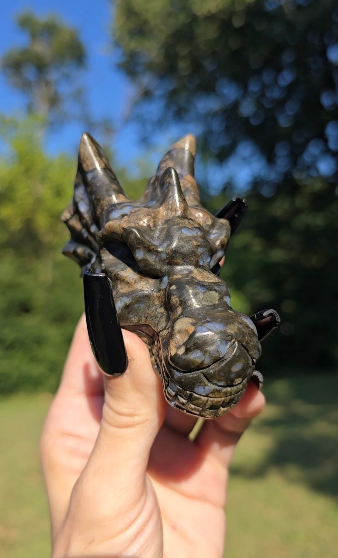 Que Sera Stone Dragon Head Carving | Strength & Transformation