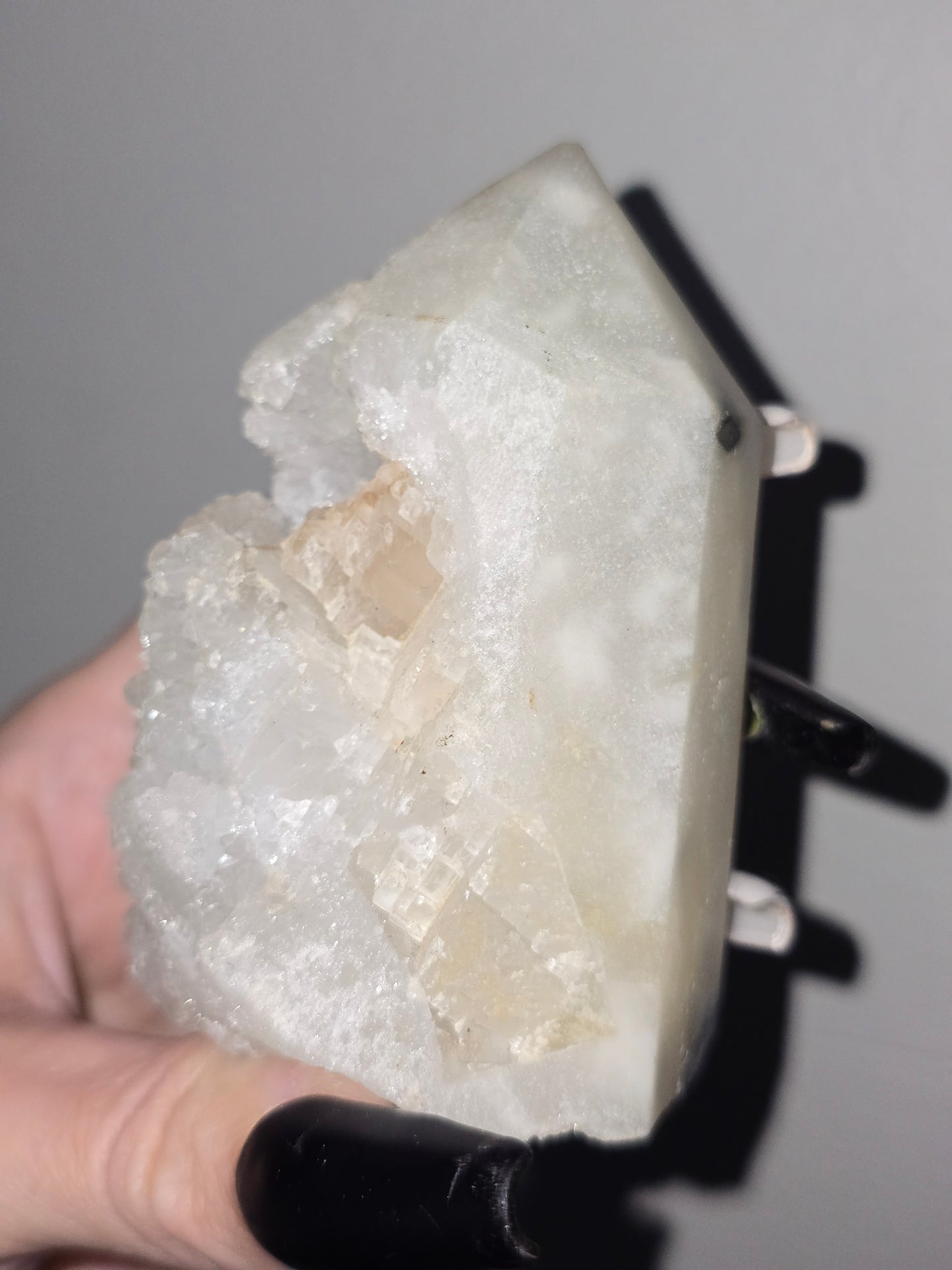 Apophyllite & Peach Stilbite Open Face Tower | Clarity, Peace & Heart-Centered Growth