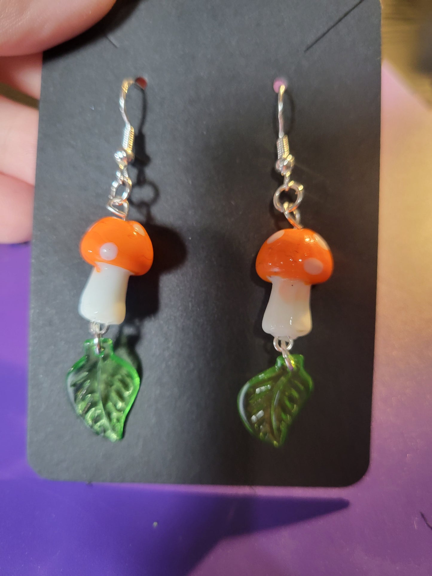 Orange Mushroom Earrings