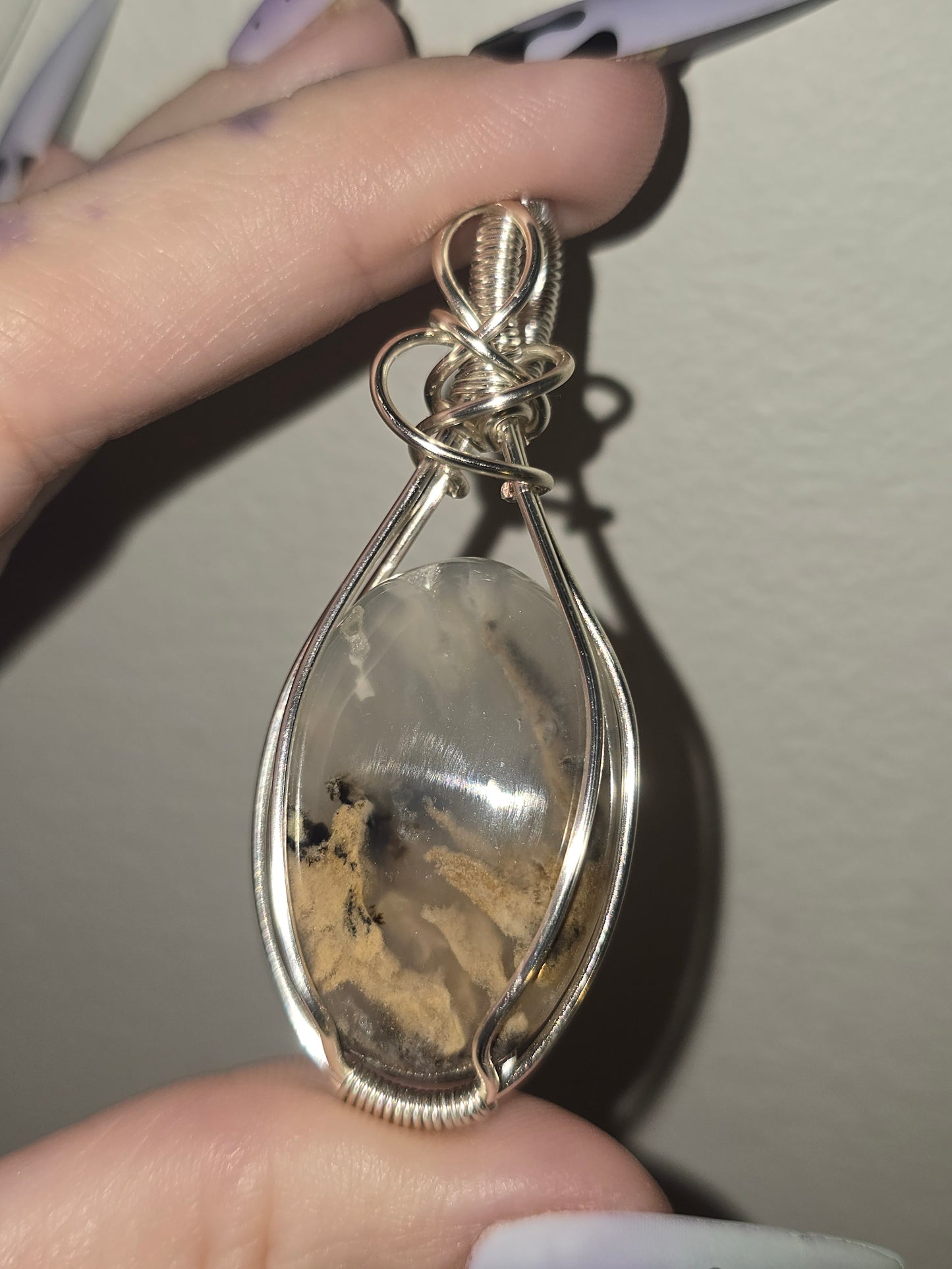 UV Reactive Plume Agate Pendant | Natural Fluorescent Crystal Pendant