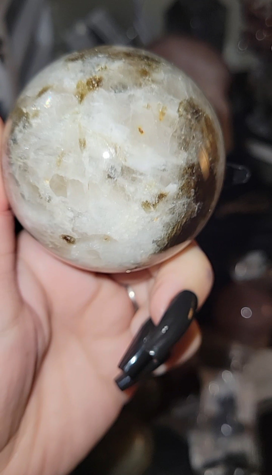 Moonstone Green Tourmaline Smokey Sphere