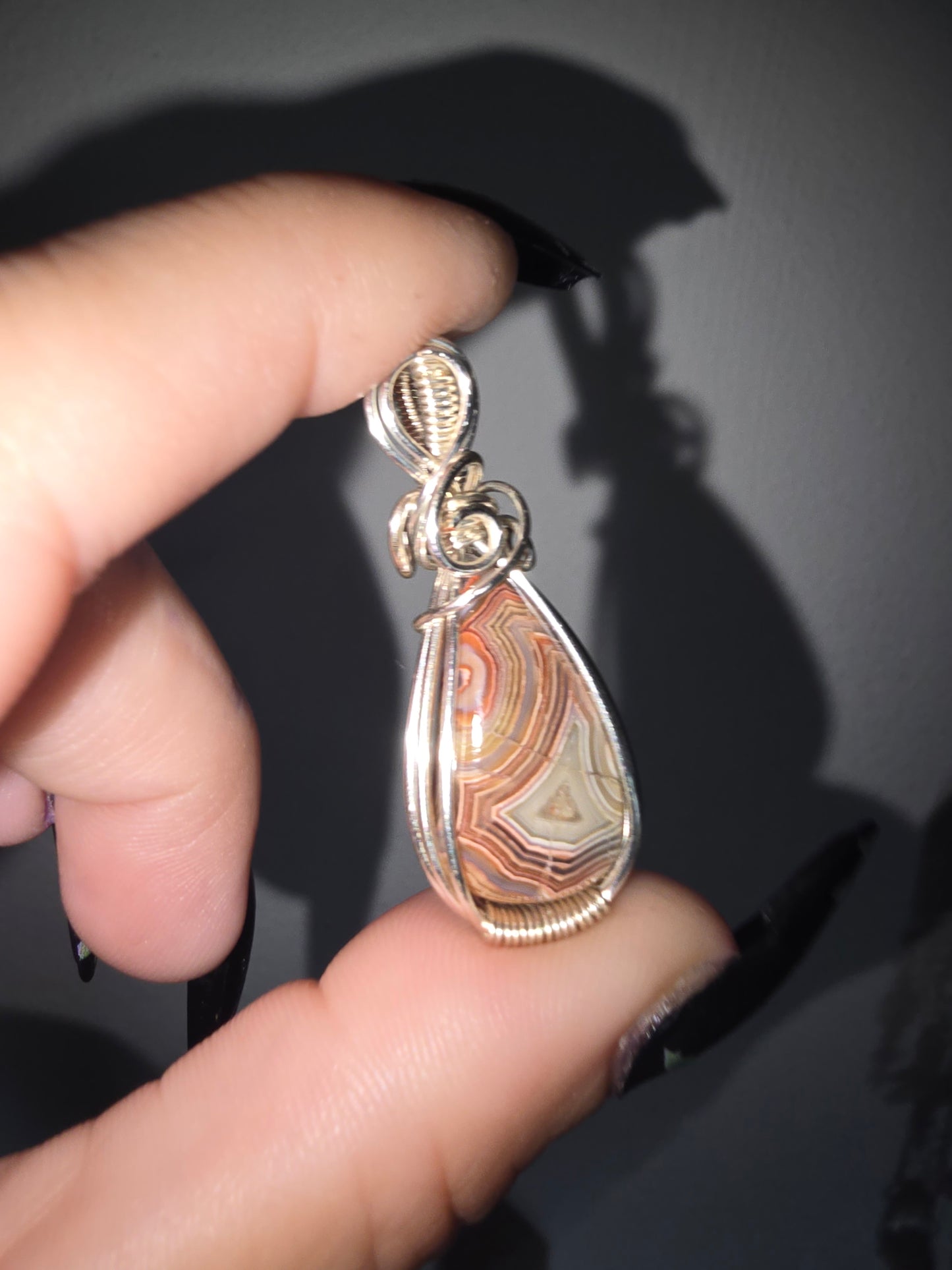 Lace Agate Wrapped Pendant