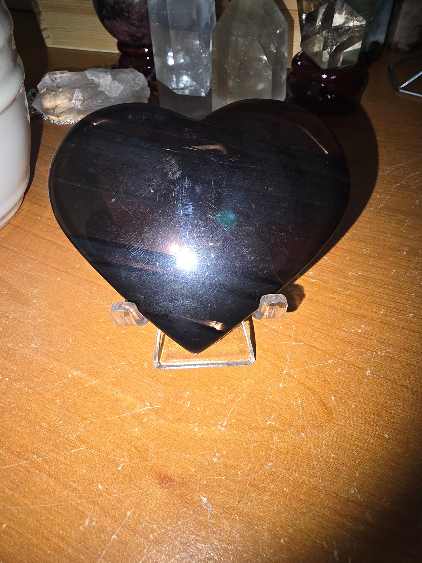 Ice Obsidian Heart Carving