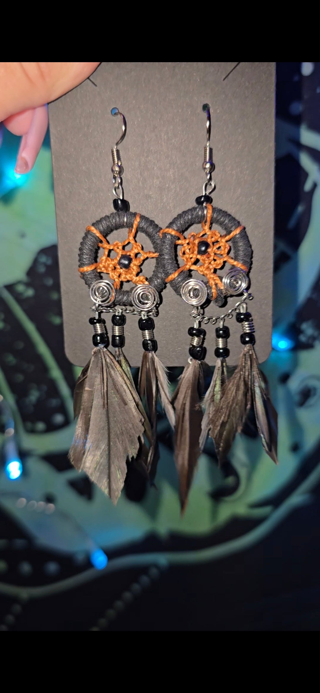 Black Dream Catcher Earrings | Boho Statement Earrings