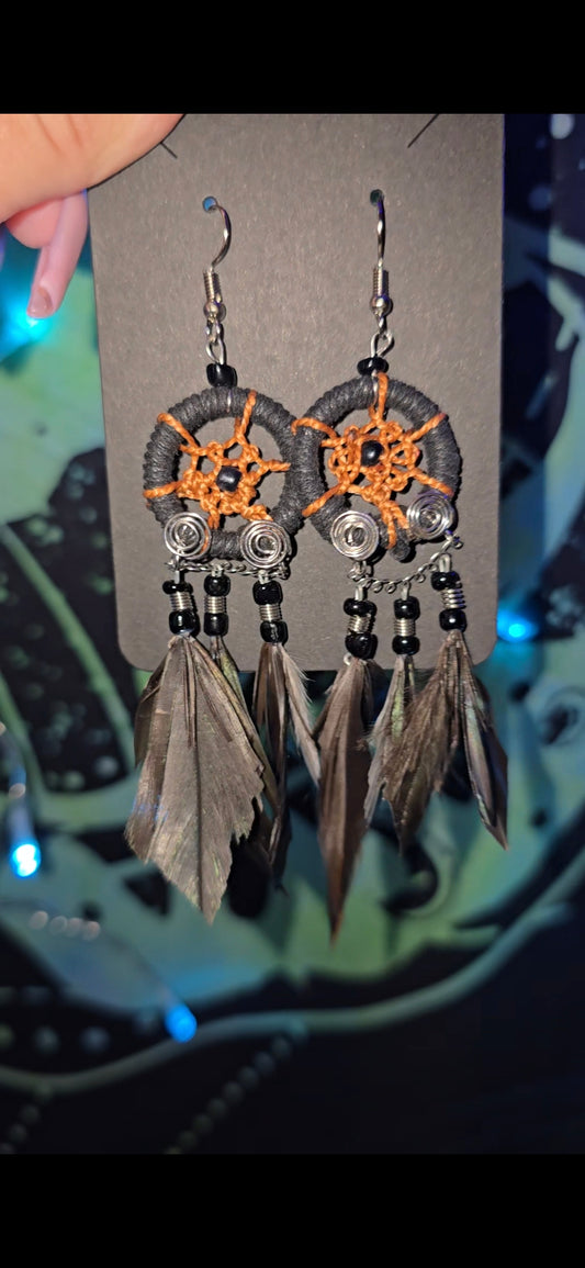 Black Dream Catcher Earrings | Boho Statement Earrings