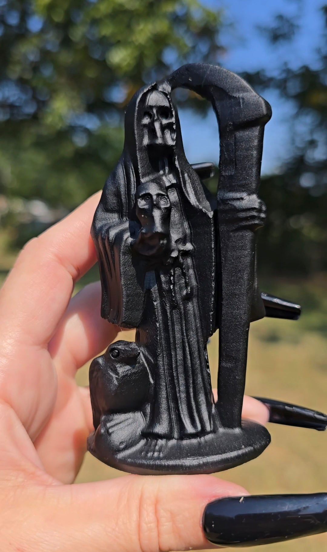 Obsidian Grim Reaper Carving | Protection & Transformation