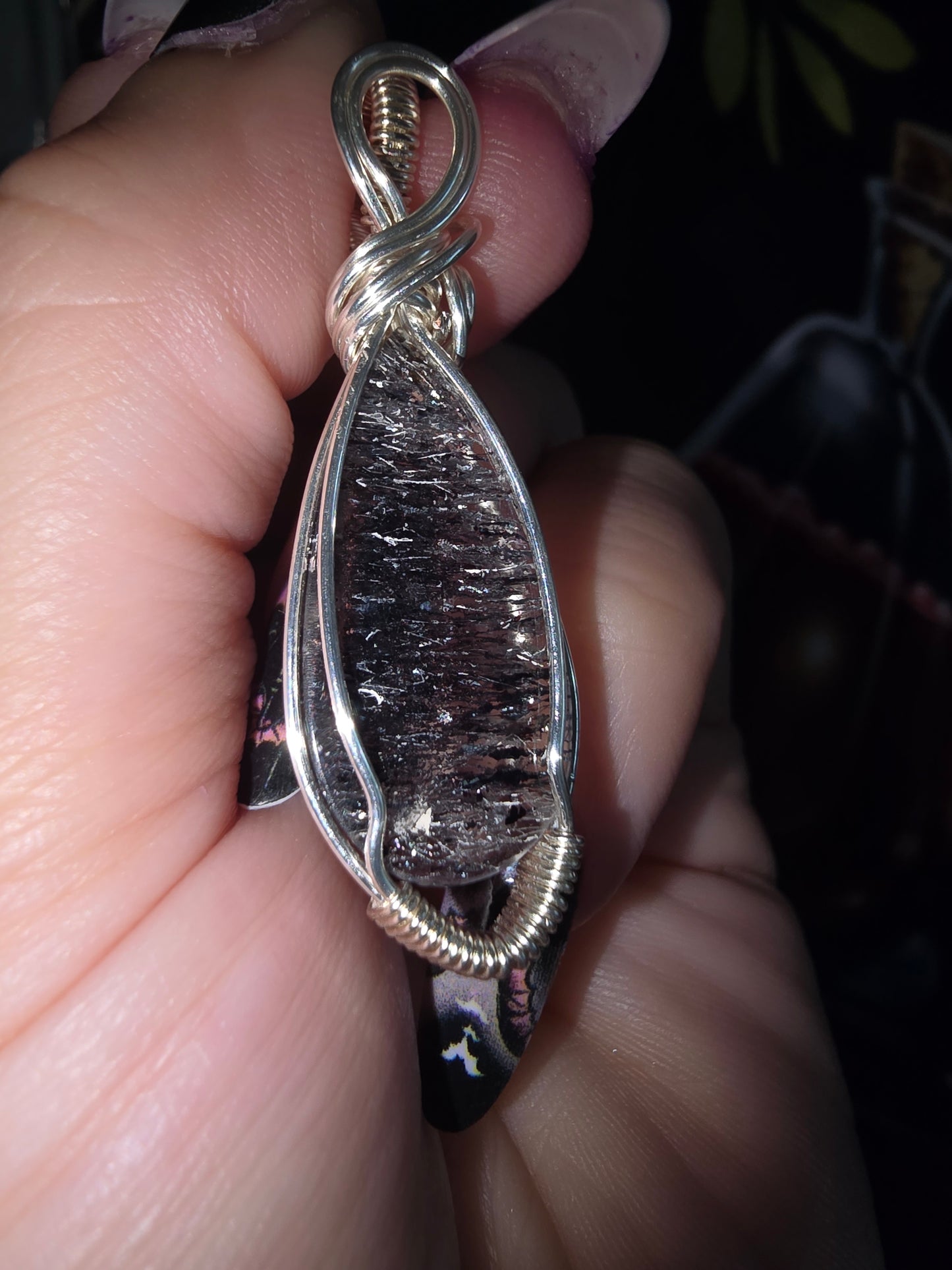 Black Needle Quartz Wrapped Pendant