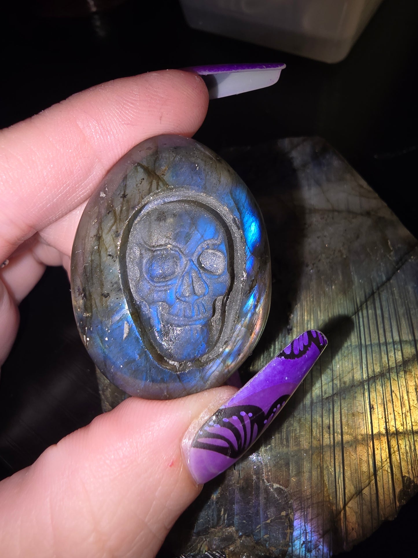 Carved Labradorite Palm Stone