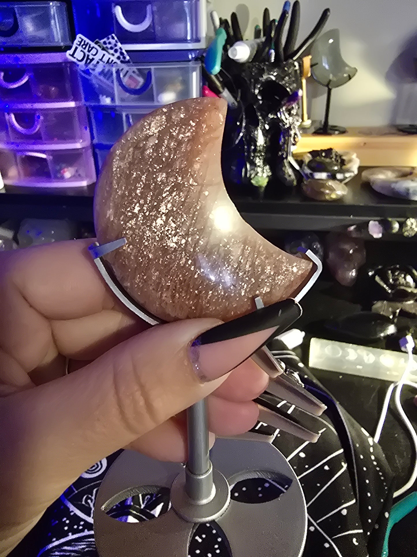 Sunstone Moon on Stand