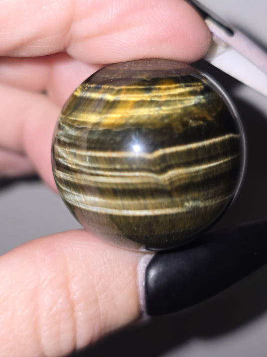 Mini Tiger Eye Sphere | Grounding, Confidence & Quiet Strength