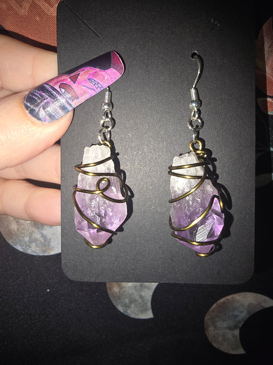 Raw Amethyst Earrings