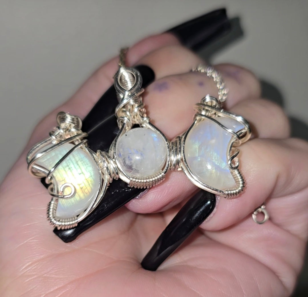 Moonstone Triple Moon Pendant | Intuition & New Beginnings