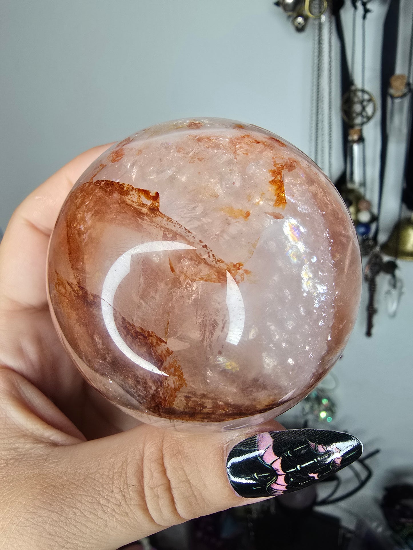 Double Star Fire Quartz Sphere