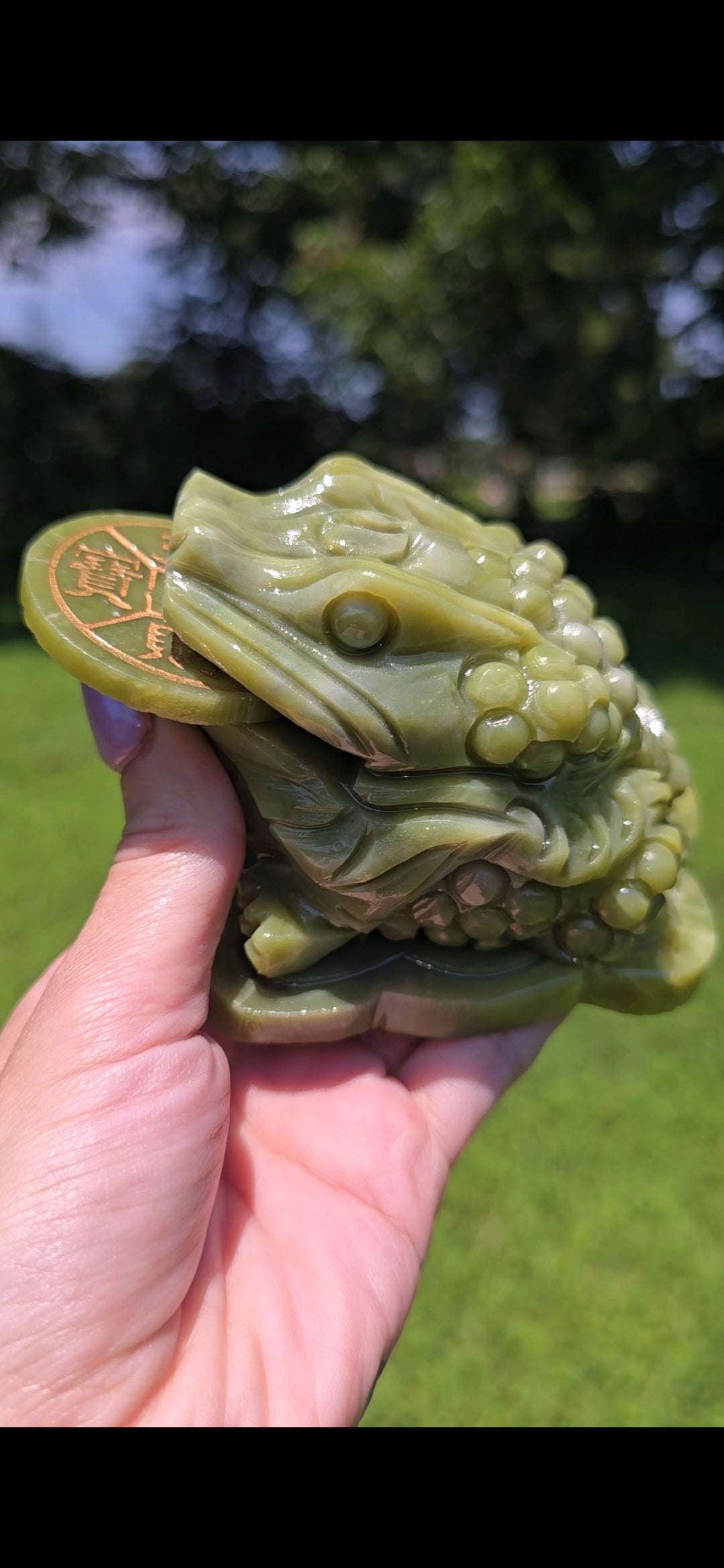 Jade Lucky Money Toad with Shining Coin | Feng Shui Decor