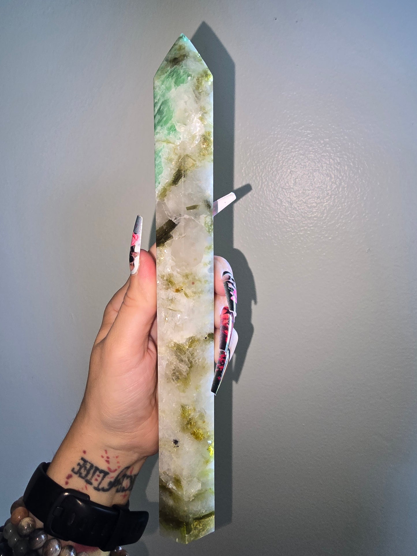 Moonstone,Green Tourmaline, Pheonix Stone Tower