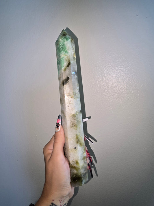 Moonstone,Green Tourmaline, Pheonix Stone Tower