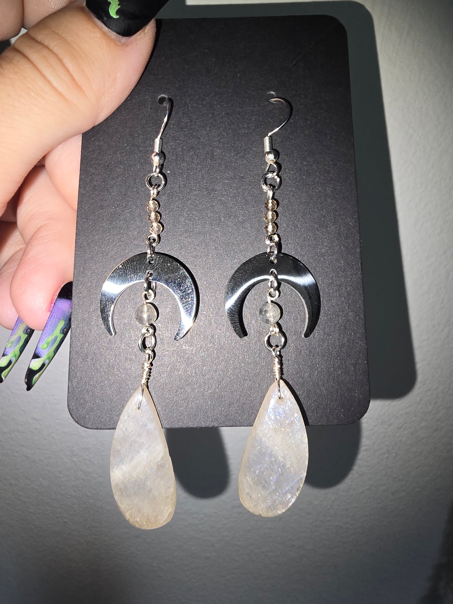 White Moonstone Earrings | Protection & Intuition Crystal Jewelry