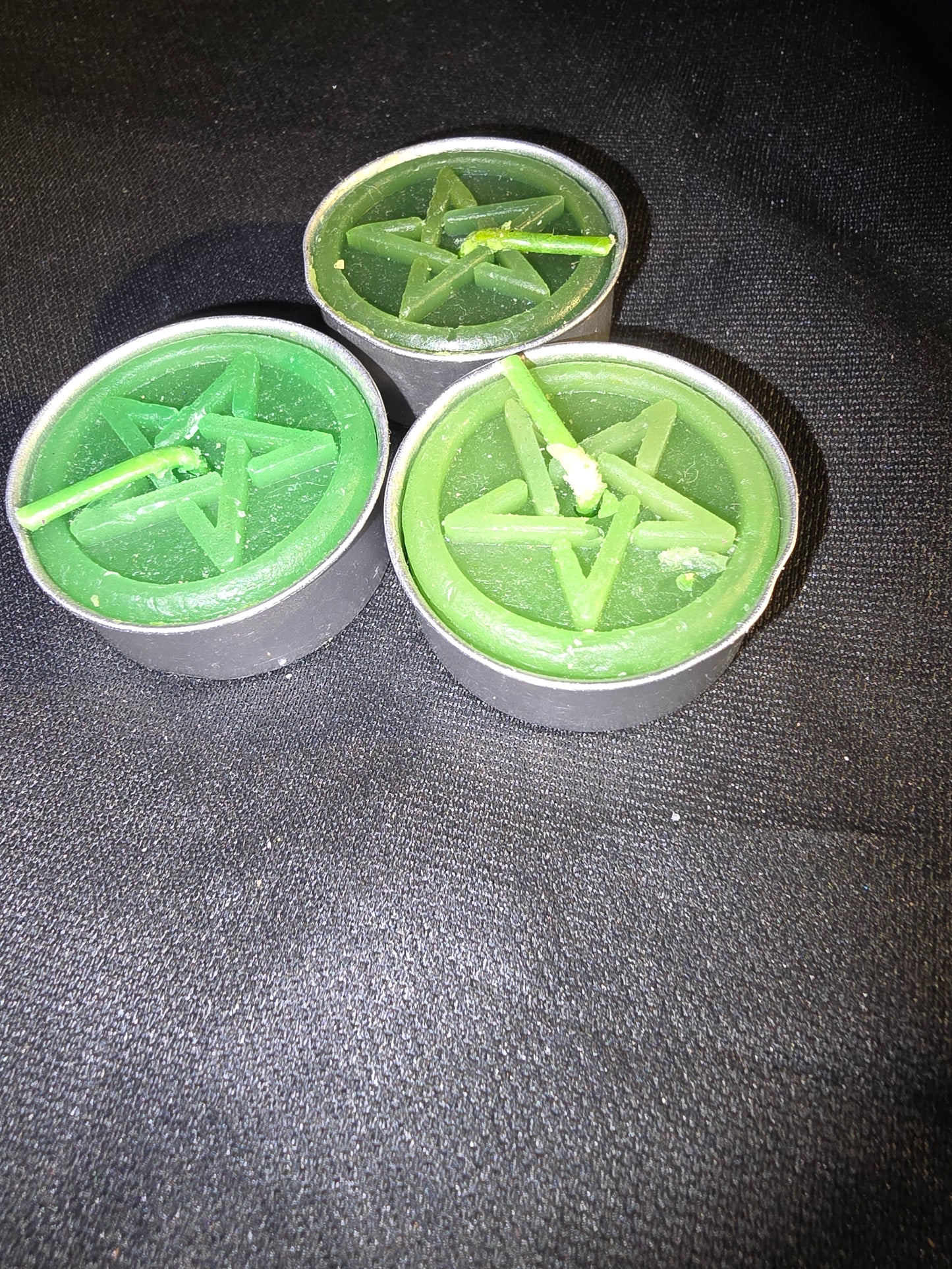 Green Pentagram Tea Light Candle | Growth, Prosperity & Intention Setting