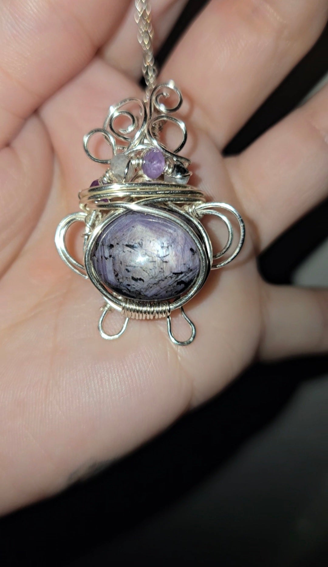 Purple Star Sapphire Cauldron Pendant | Magic & Intuition