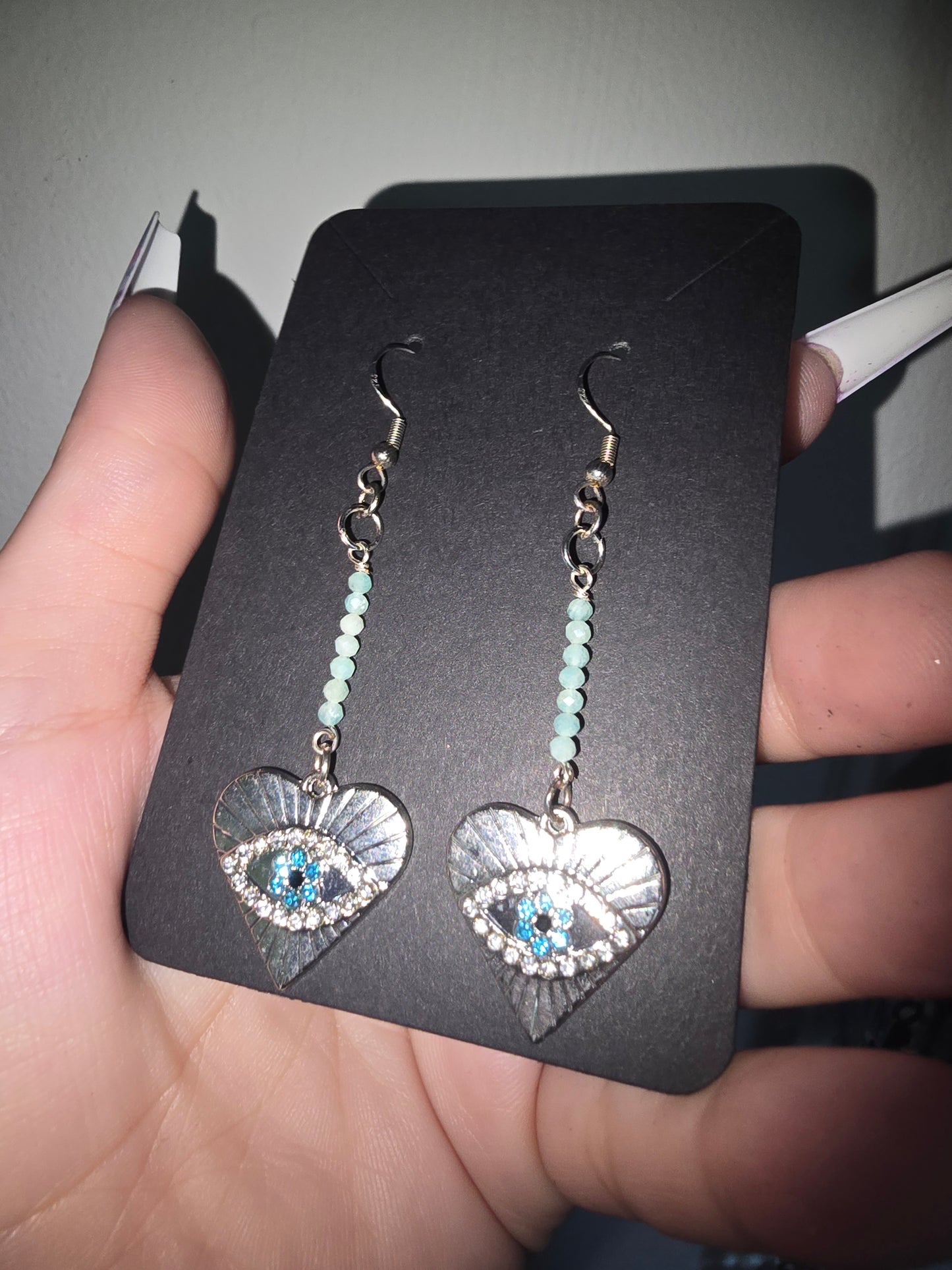 Amazonite Evil Eye Earrings 925