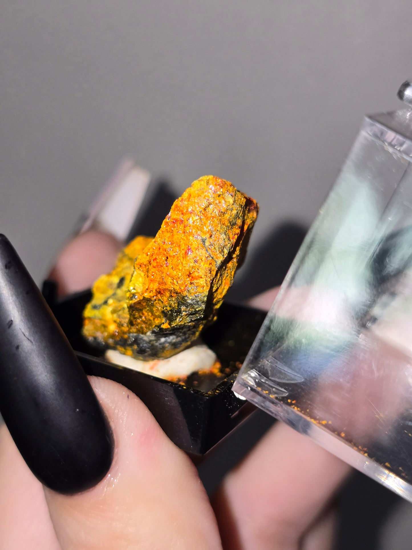 Realgar Specimen in Display Case | Rare Collector Mineral