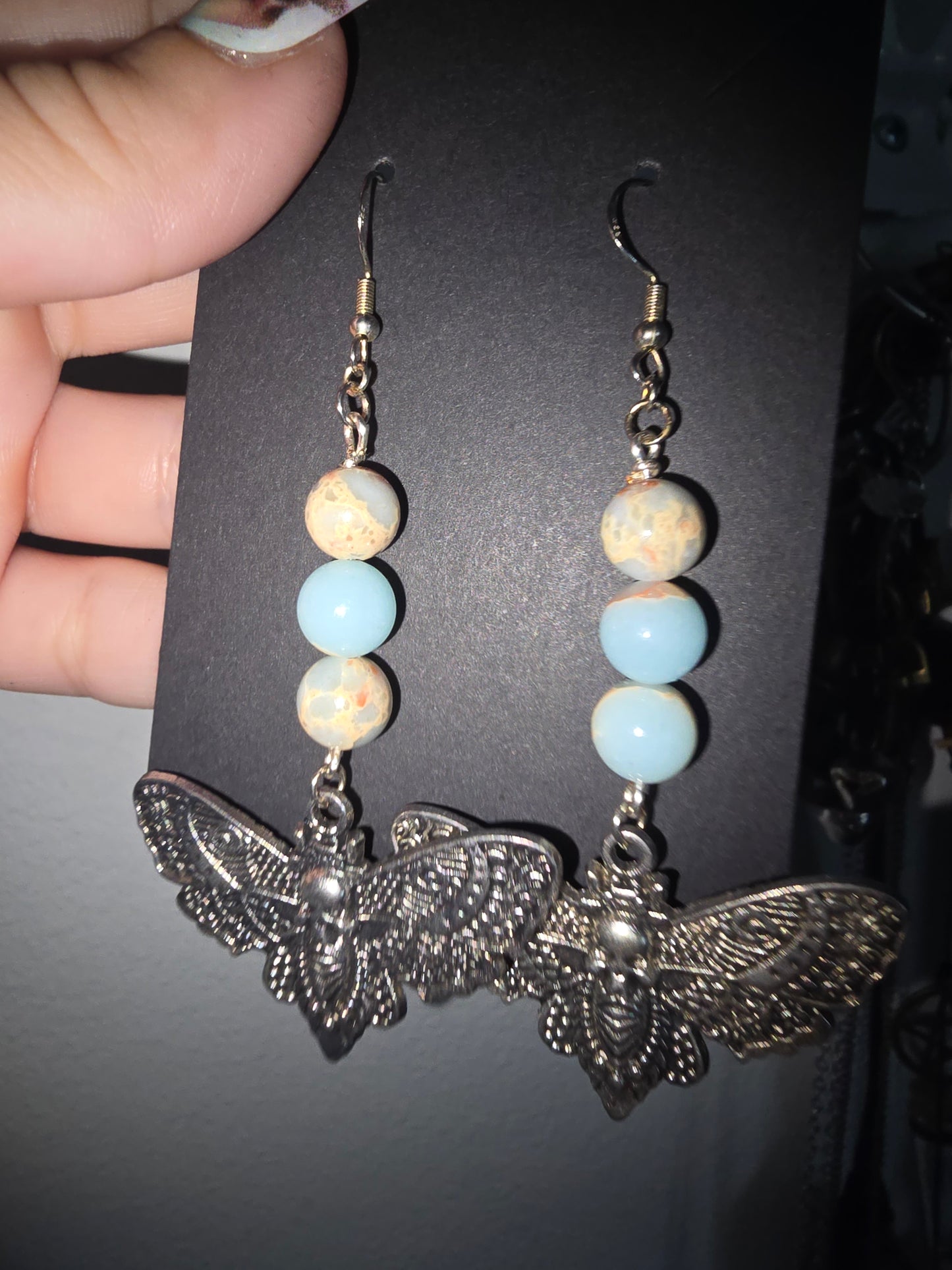 Impression Jasper Moth Earrings 925