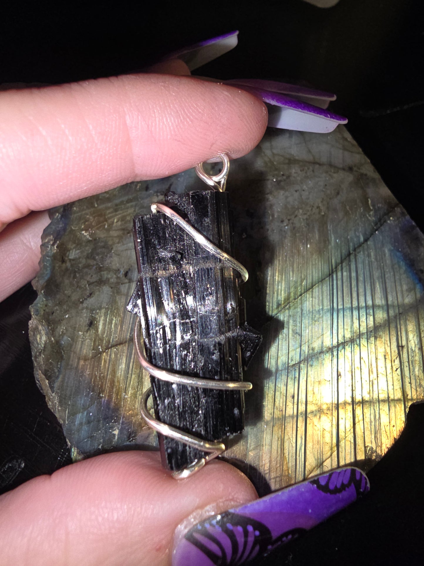 Black Tourmaline Wrapped Pendant