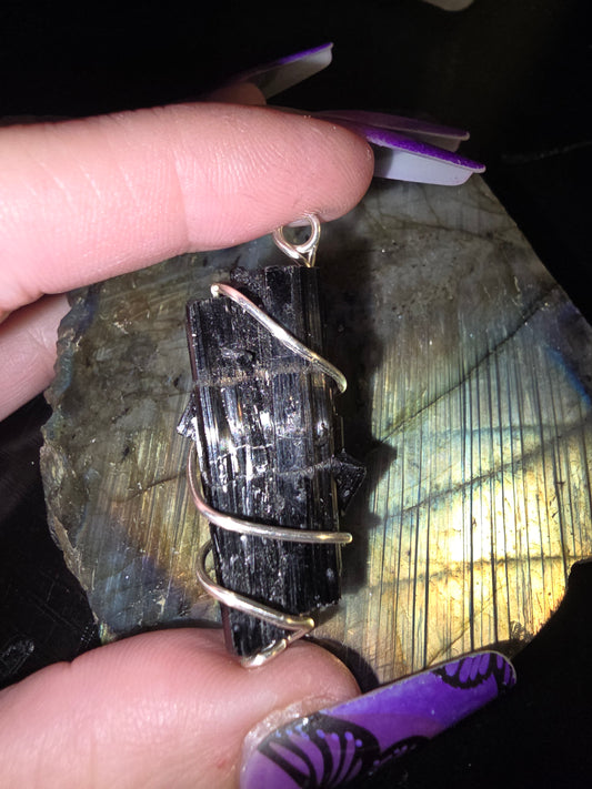 Black Tourmaline Wrapped Pendant