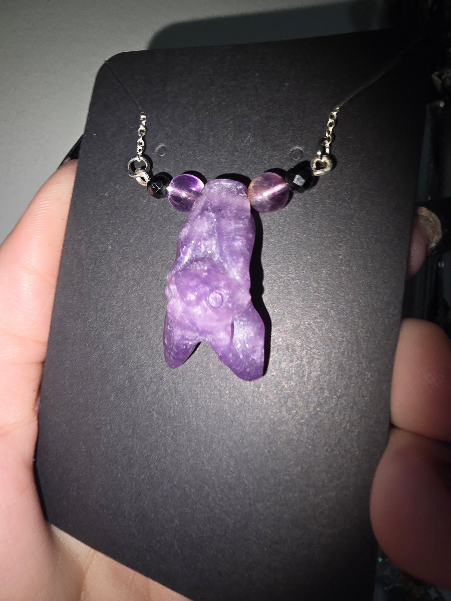 Lepidolite Hanging Bat Pendant