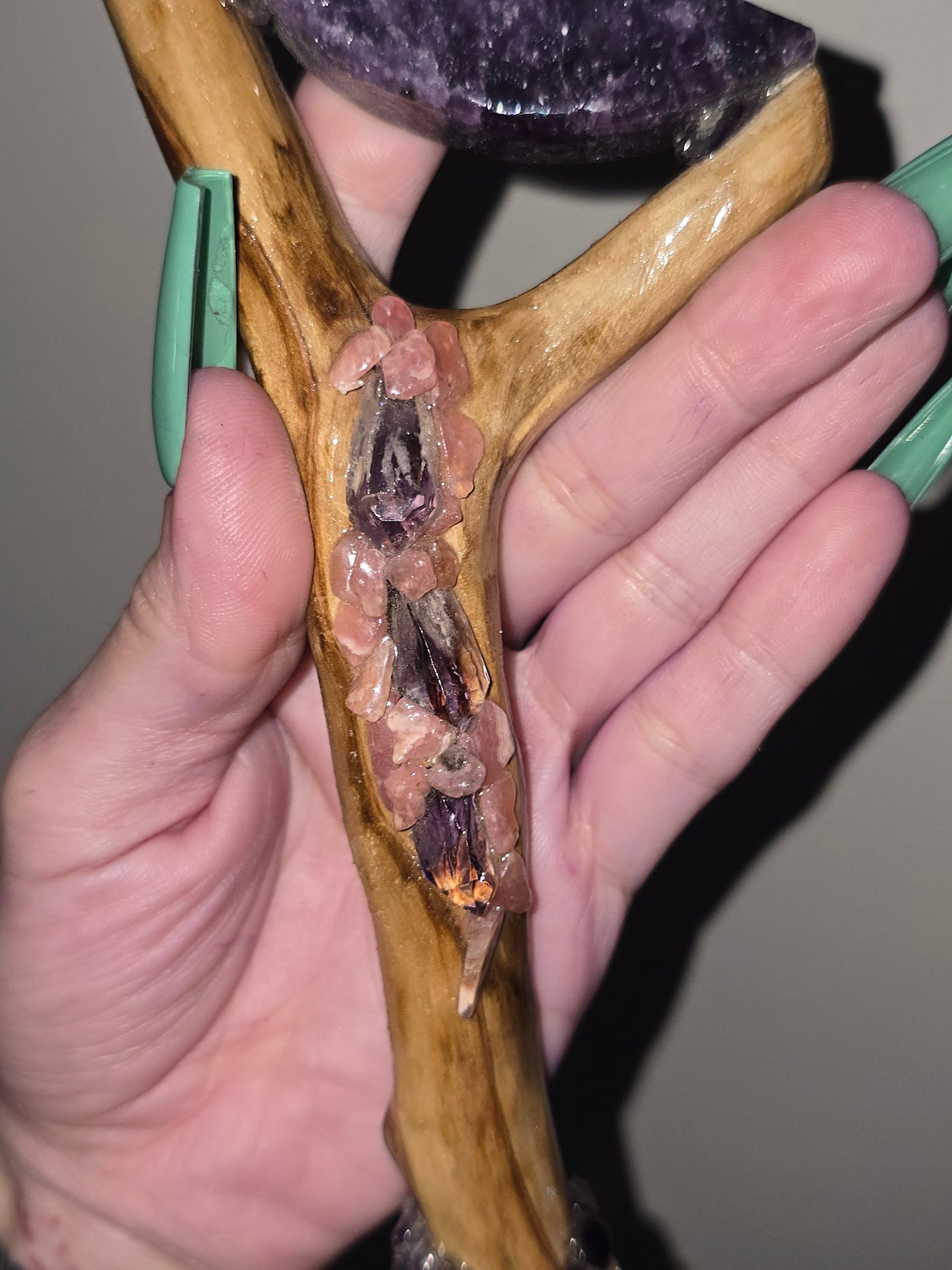 Handmade Crystal Wand | Lepidolite Moon & Mixed Crystals