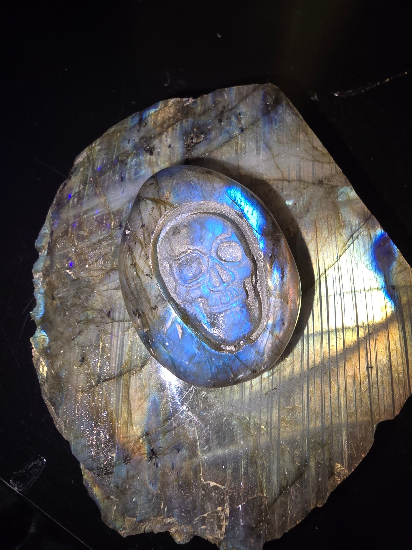 Carved Labradorite Palm Stone