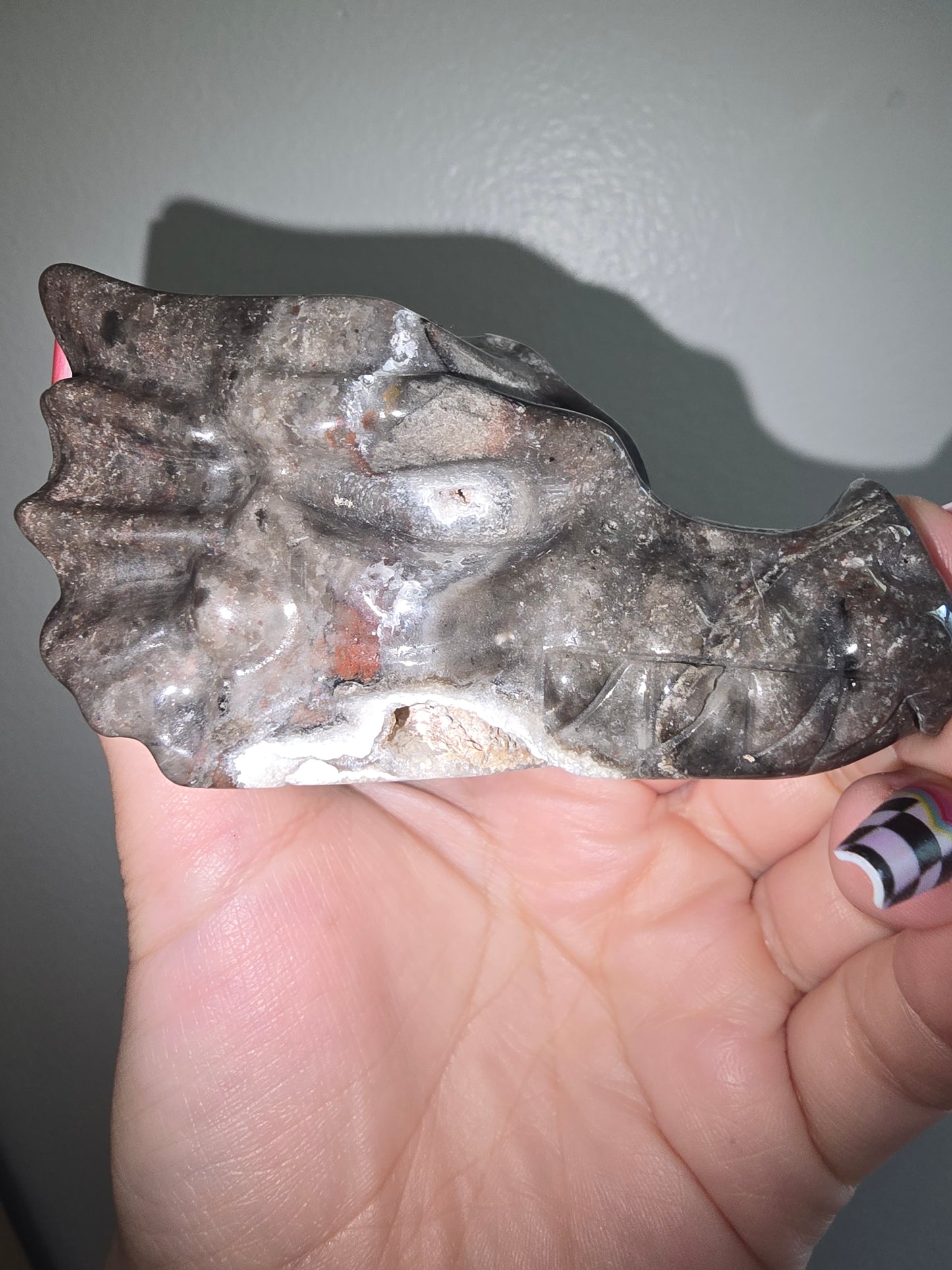 Lace Agate Dragon Head Carving