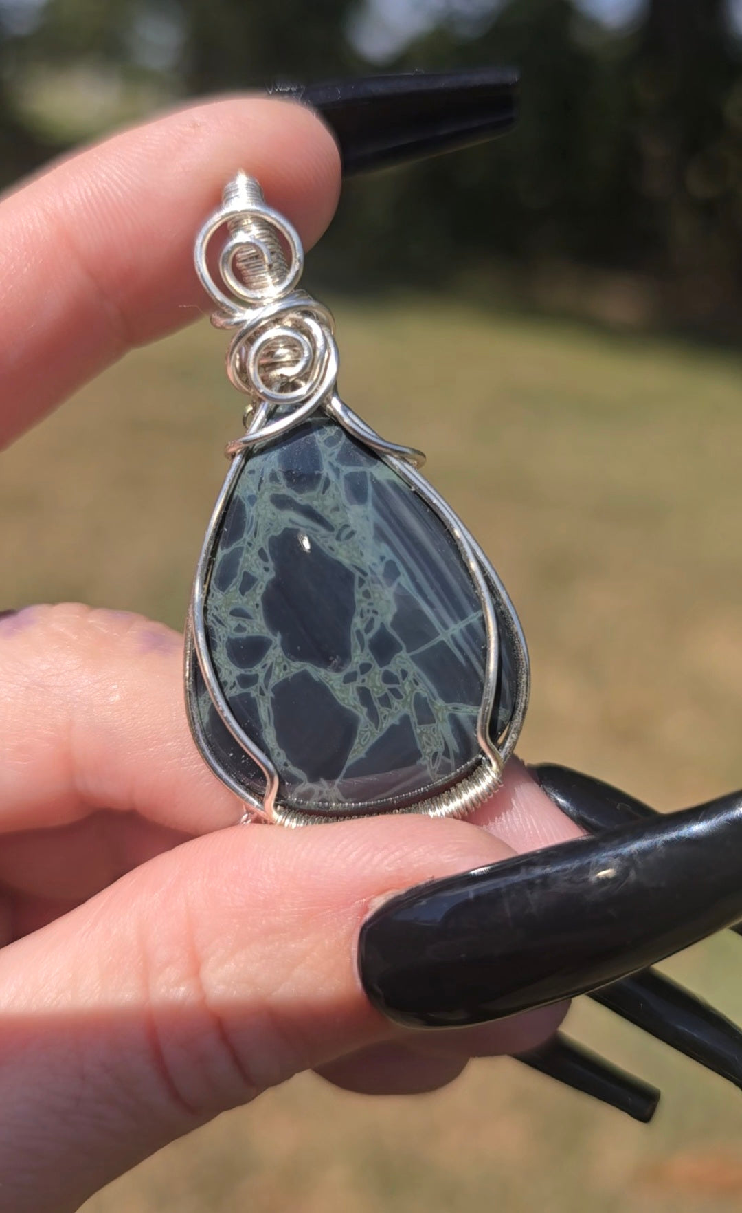 Spiderweb Obsidian Pendant | Protection & Grounding