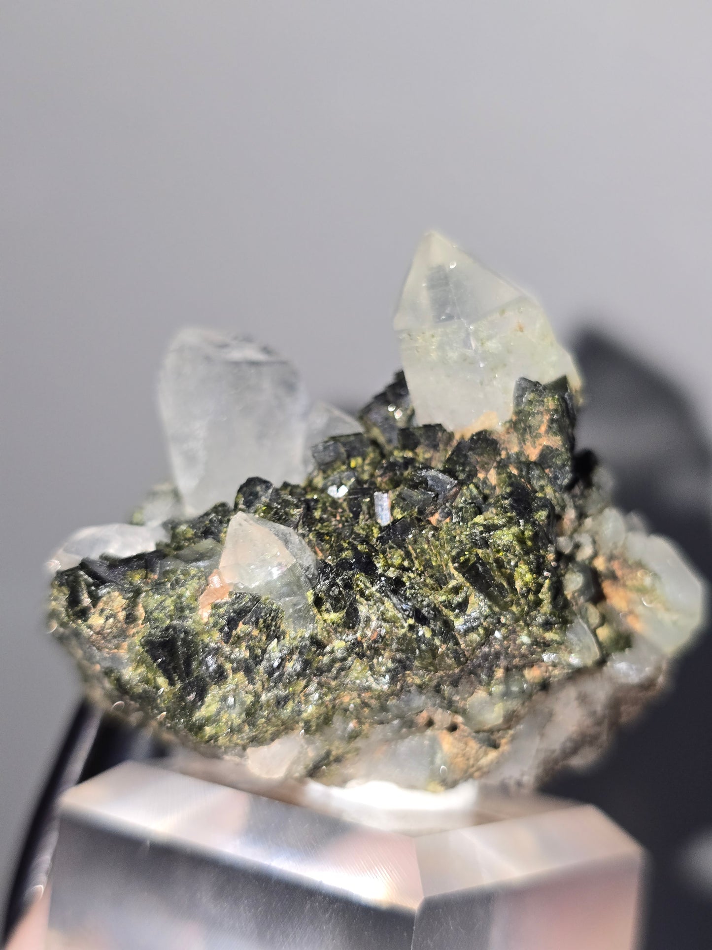 Epidote with Clear Quartz Points | Growth, Manifestation & Positive Transformation