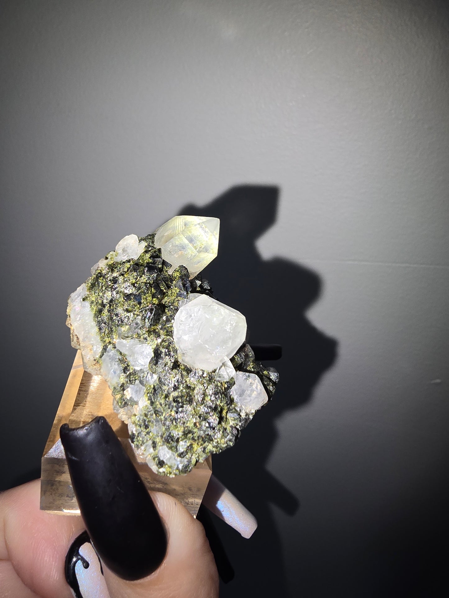 Epidote with Clear Quartz Points | Growth, Manifestation & Positive Transformation
