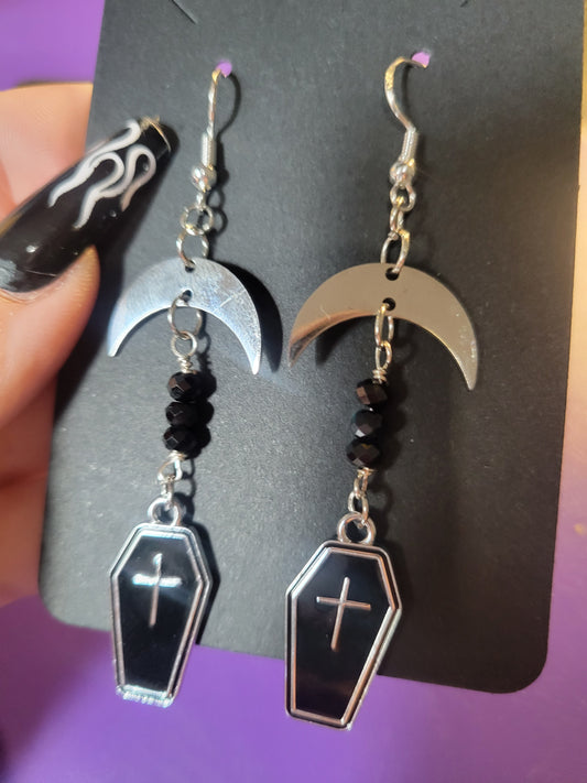 Coffin & Moon Earrings